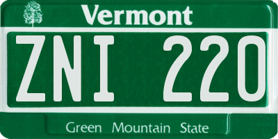 VT license plate ZNI220
