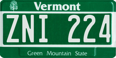 VT license plate ZNI224
