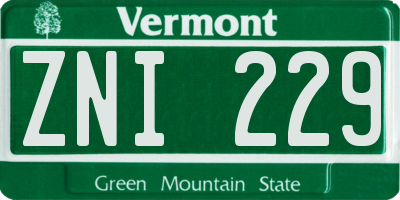 VT license plate ZNI229