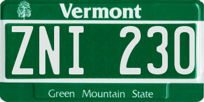 VT license plate ZNI230