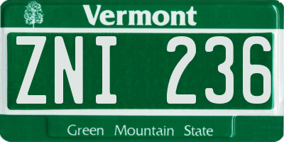 VT license plate ZNI236