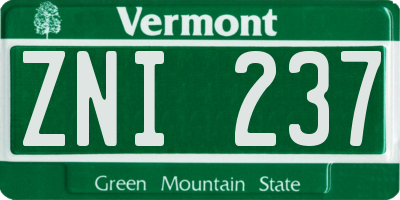 VT license plate ZNI237