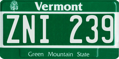 VT license plate ZNI239