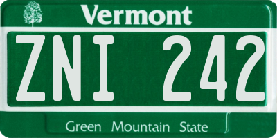 VT license plate ZNI242