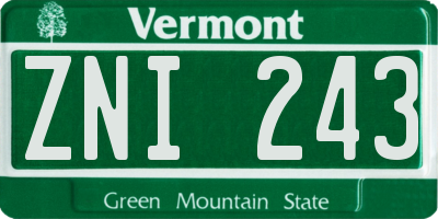 VT license plate ZNI243