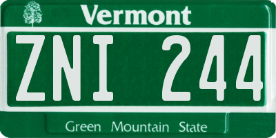 VT license plate ZNI244