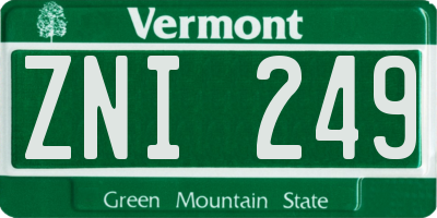 VT license plate ZNI249