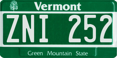 VT license plate ZNI252