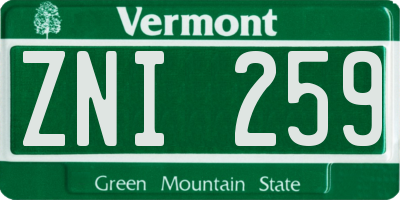 VT license plate ZNI259