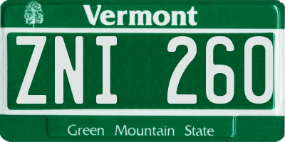 VT license plate ZNI260