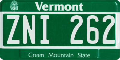 VT license plate ZNI262