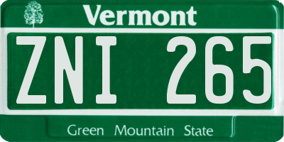 VT license plate ZNI265