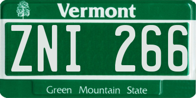 VT license plate ZNI266