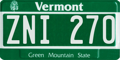 VT license plate ZNI270