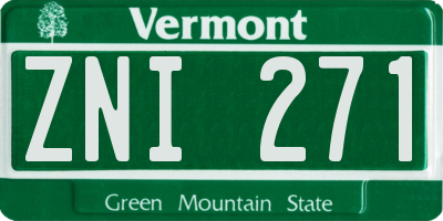 VT license plate ZNI271