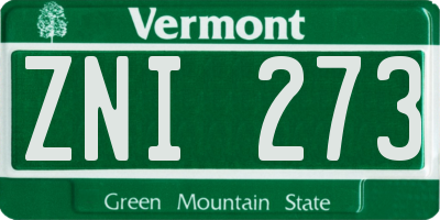 VT license plate ZNI273