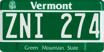 VT license plate ZNI274