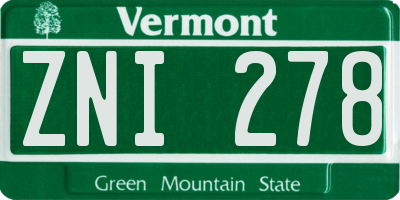 VT license plate ZNI278