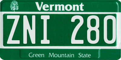 VT license plate ZNI280