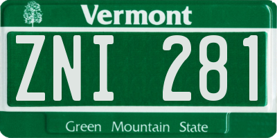 VT license plate ZNI281