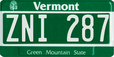 VT license plate ZNI287