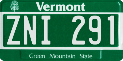 VT license plate ZNI291