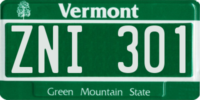 VT license plate ZNI301
