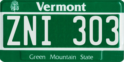 VT license plate ZNI303