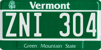 VT license plate ZNI304