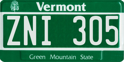 VT license plate ZNI305