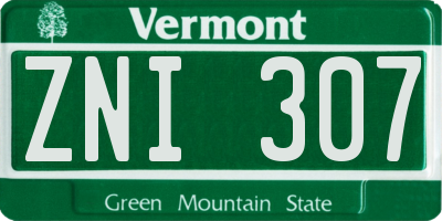 VT license plate ZNI307