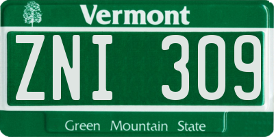 VT license plate ZNI309