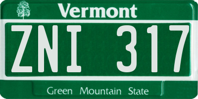 VT license plate ZNI317