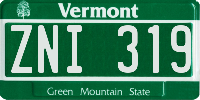 VT license plate ZNI319