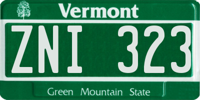 VT license plate ZNI323