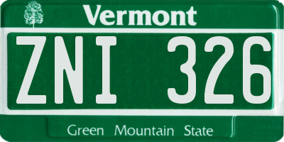 VT license plate ZNI326