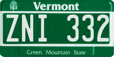 VT license plate ZNI332