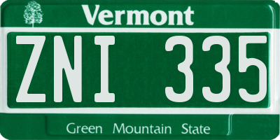 VT license plate ZNI335