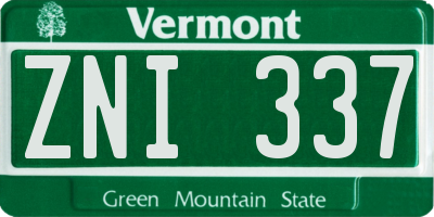 VT license plate ZNI337