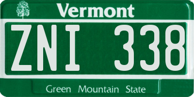 VT license plate ZNI338