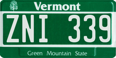 VT license plate ZNI339