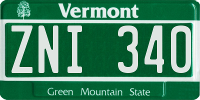 VT license plate ZNI340