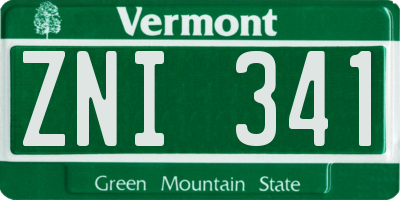 VT license plate ZNI341