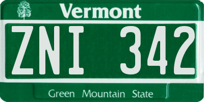 VT license plate ZNI342