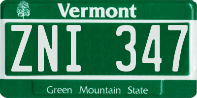 VT license plate ZNI347