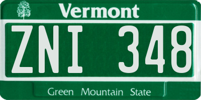 VT license plate ZNI348