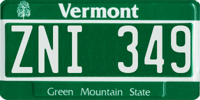 VT license plate ZNI349