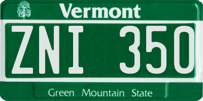 VT license plate ZNI350