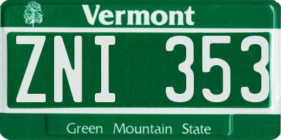 VT license plate ZNI353