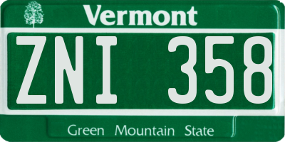 VT license plate ZNI358